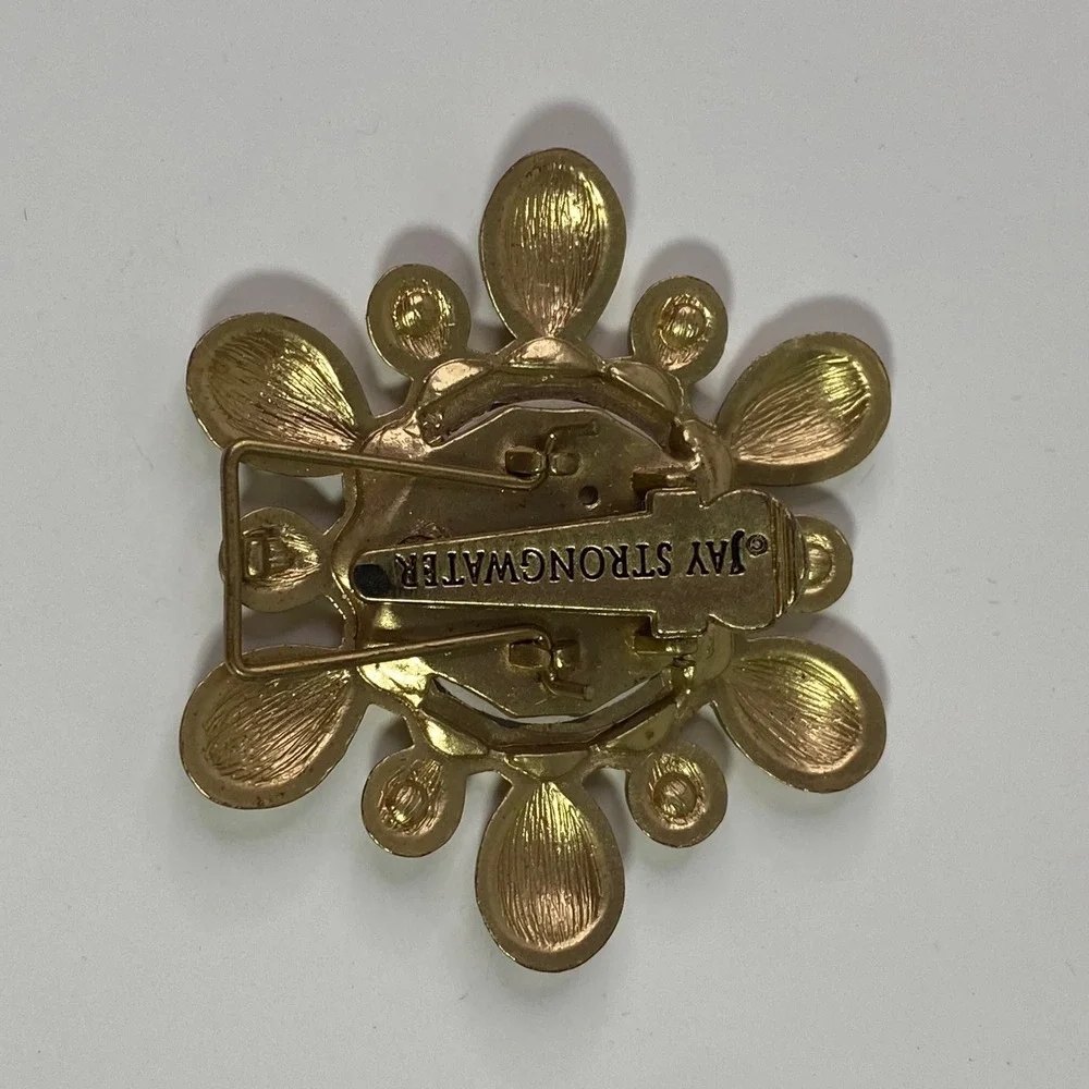 Jay Strongwater Neiman Marcus Mini Photo Frame Scarf Clip or Stand Gold Tone Red